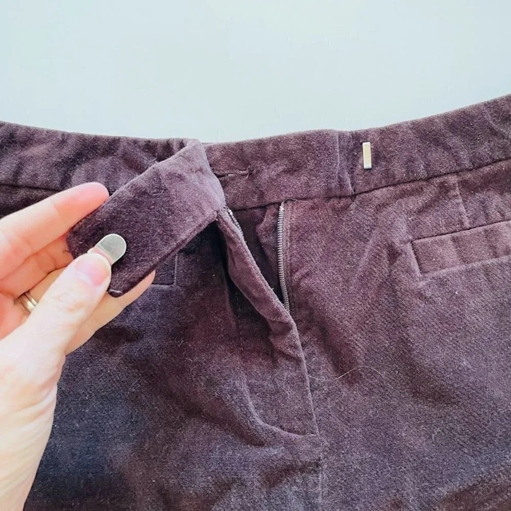Talbots Pants Trouser Velvet Soft Stretch Brown Marron Winter Straight Petite 6